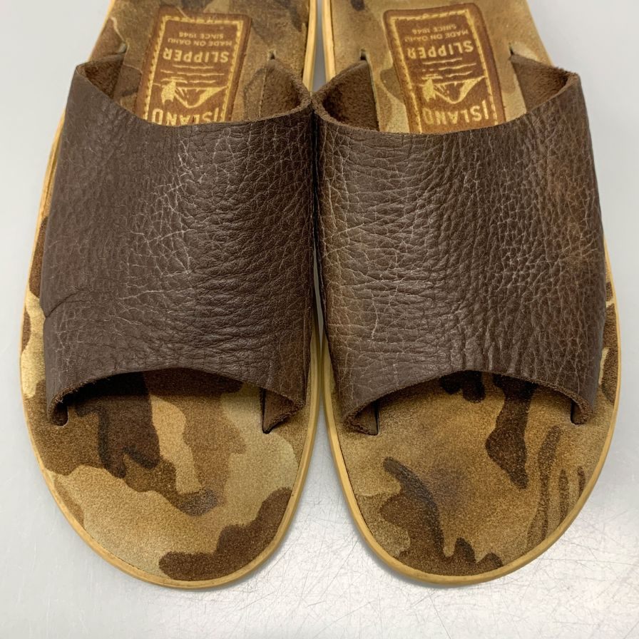 アイランドスリッパ サンダル シャワーサンダル シボレザー カモフラ 迷彩柄 ブラウン系 メンズ サイズ7 ISLAND SLIPPER PRO 約25.5cm【AFC41】