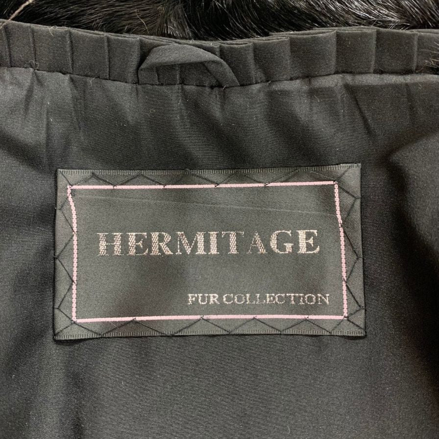 中古◆ミンク ハーフコート ブラック HERMITAGE サイズ不明 【AFA23】