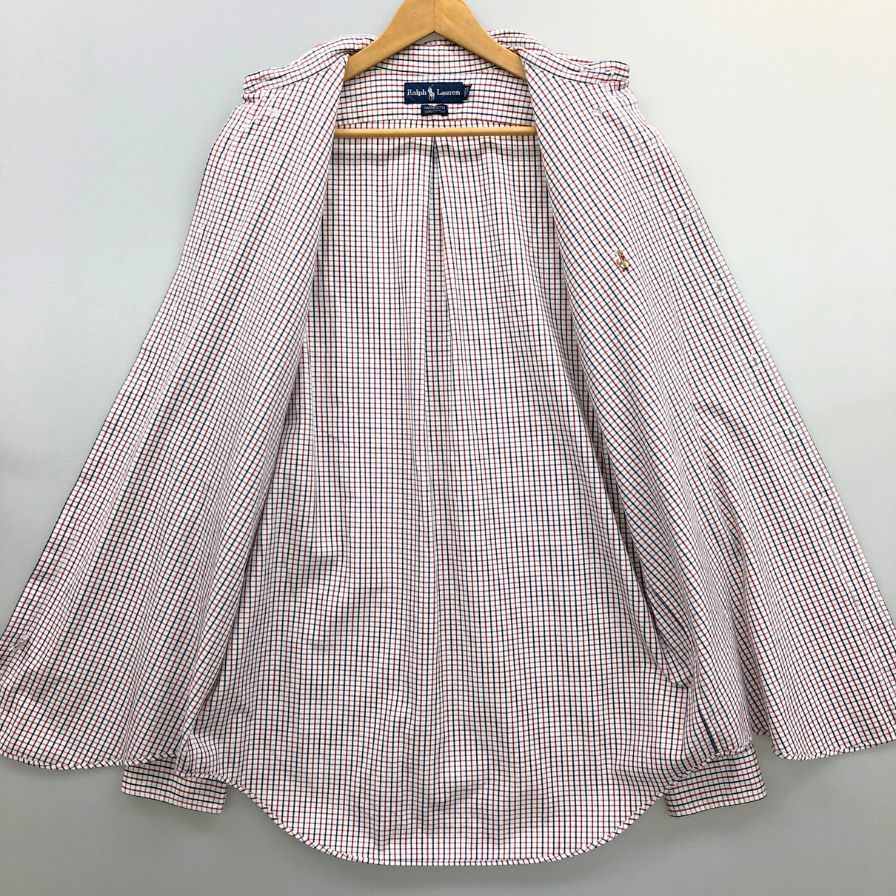 美品◆ラルフローレン 長袖シャツ ボタンダウン 胸刺繍 チェック メンズ サイズ16 1/2 RALPH LAUREN 【AFB17】