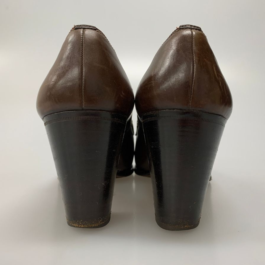 タニノクリスチー ヒールパンプス モンクストラップ ブラウン ゴールド金具 レディース サイズ37B TANINO CRISCI 約23.5cm【AFC4】