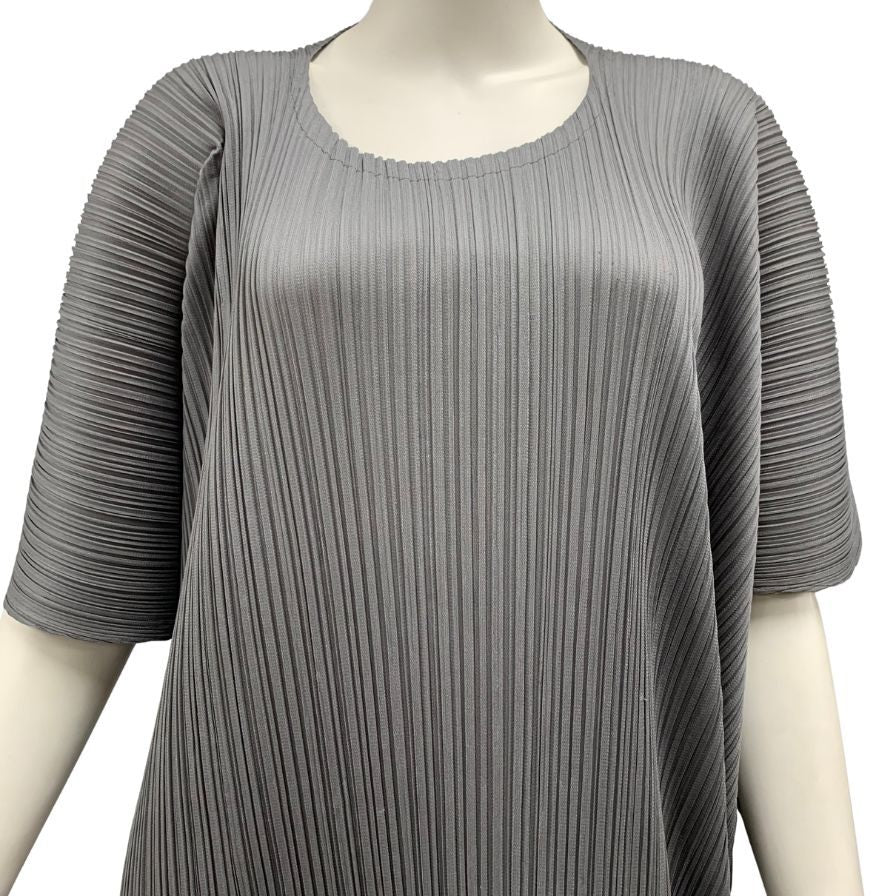 極美品◆イッセイミヤケ プリーツプリーズ ワンピース PP43JH494 グレー レディース サイズ5 ISSEY MIYAKE PLEATS PLEASE 【AFB45】