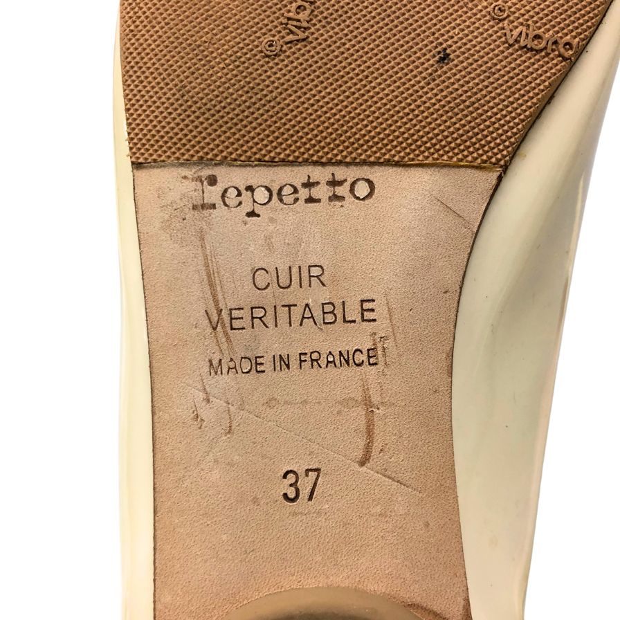 レペット バレェシューズ パテントレザー リボン アイボリー レディース サイズ37 repetto 約23.5cm【AFC7】