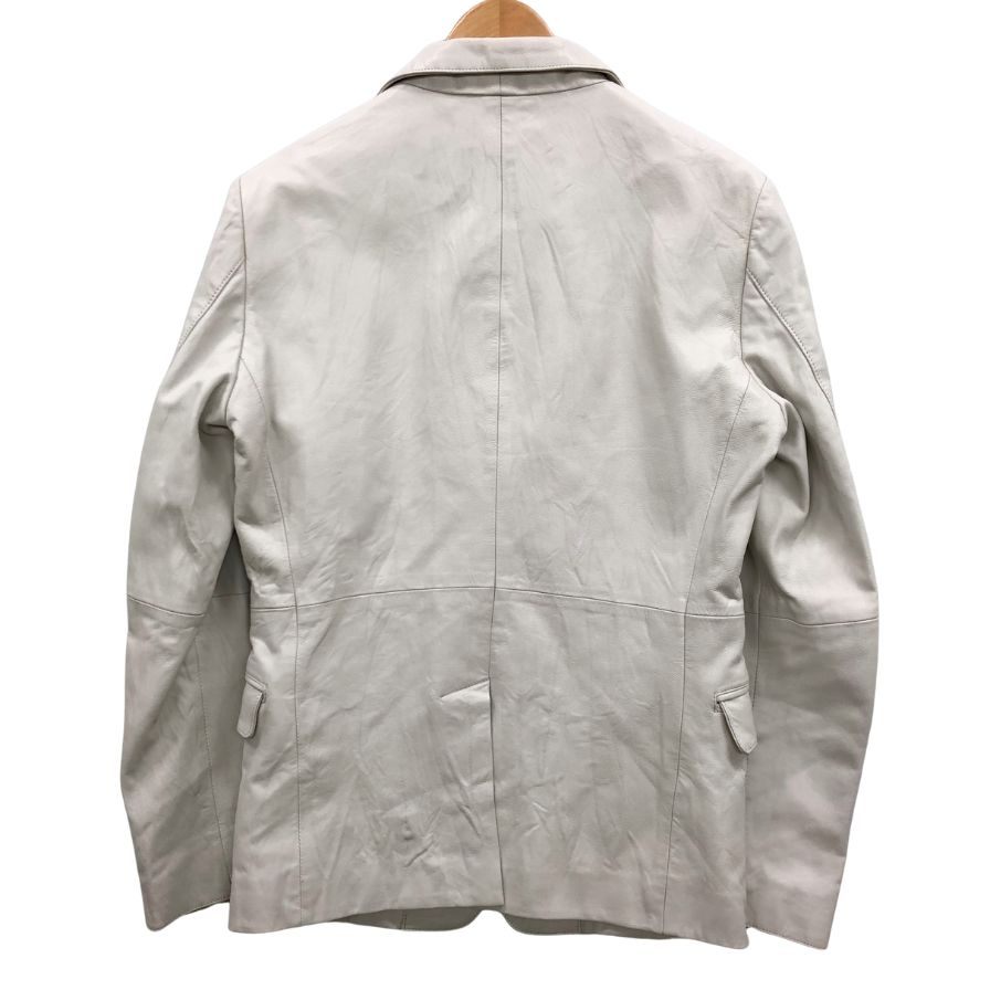 新品同様◆5351 プールオム テーラードジャケット レザー やぎ革 ホワイト メンズ サイズ44 5351 Pour Les Hommes 【AFB7】