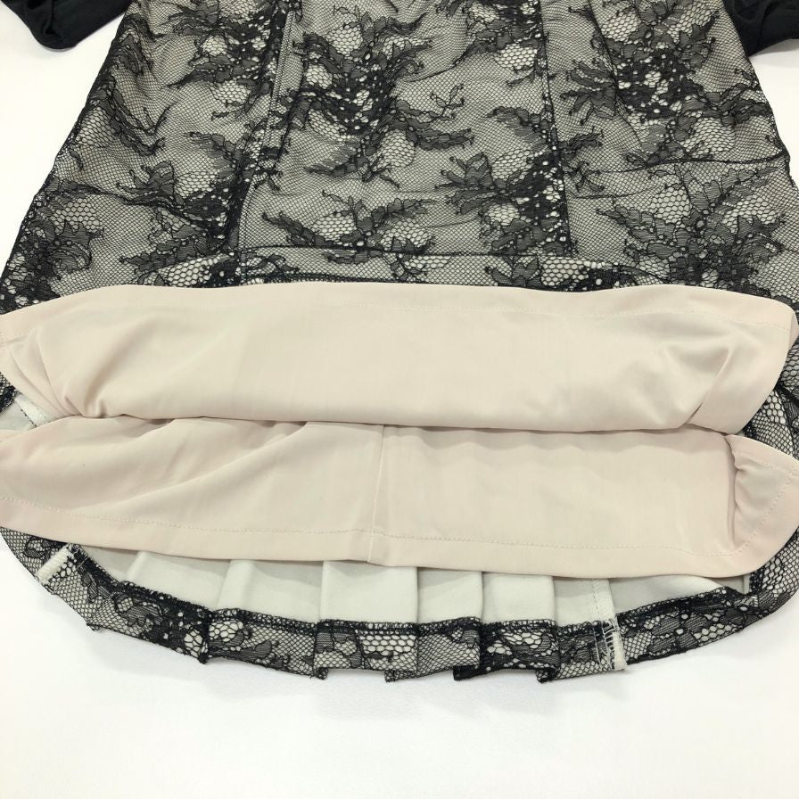 新品同様◆アナザーエディション ワンピース ドレス レース 刺繍 あしらい ブラック レディース サイズ2 Another Edition 【AFB51】