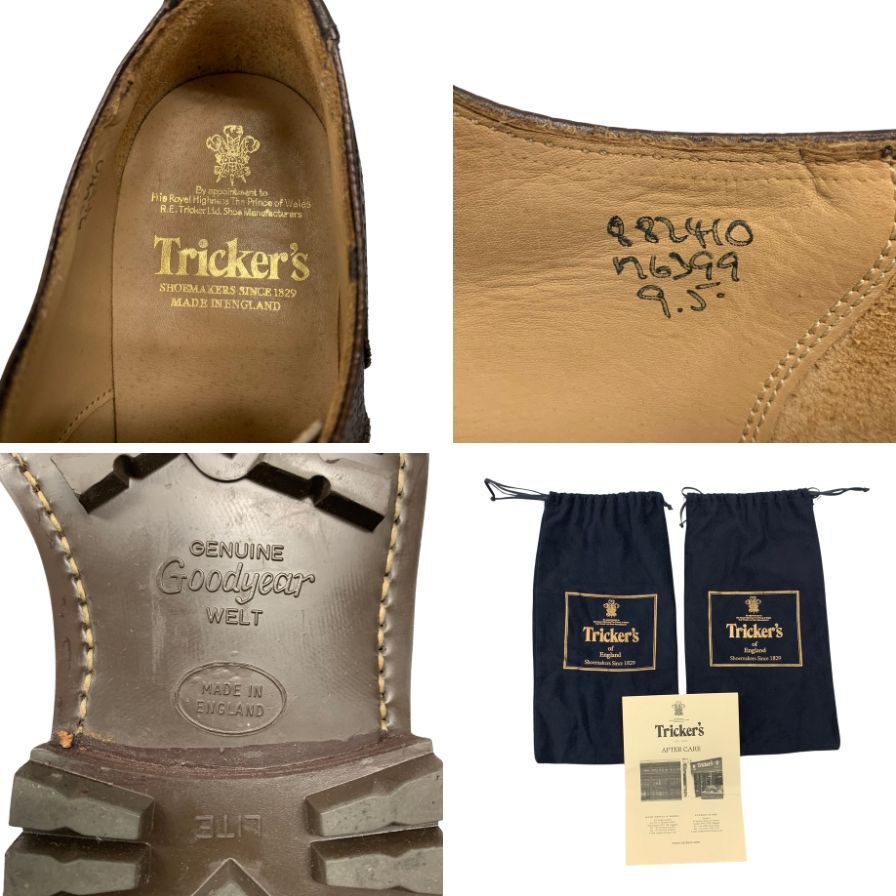 トリッカーズ レザーシューズ M6399 ギリーブローグ ブラウン グレインレザー カーフ コンビ メンズ サイズ9 Tricker's Gillie Brogues ビジネスシューズ 約27.5cm【LA】【中古】