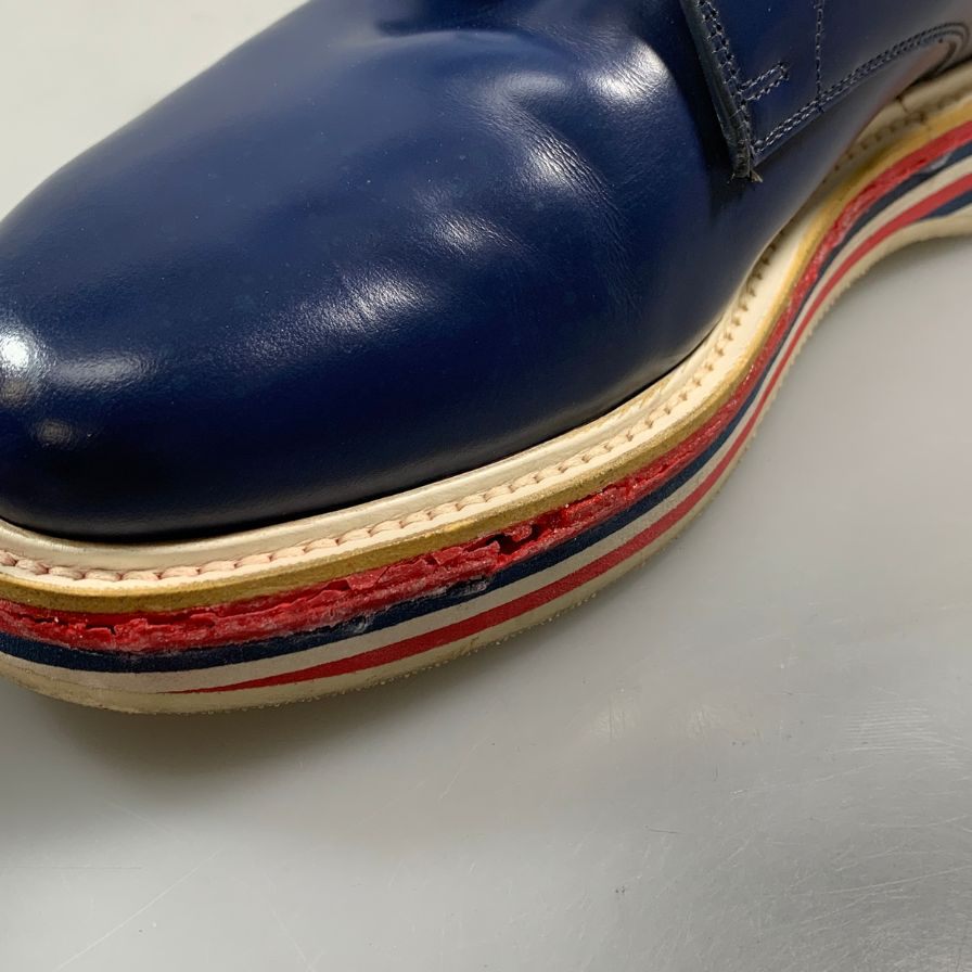 チャーチ レイトン プレーントゥ カーフ ブルー UK60F メンズ Church's 約24.5cm【PTM】