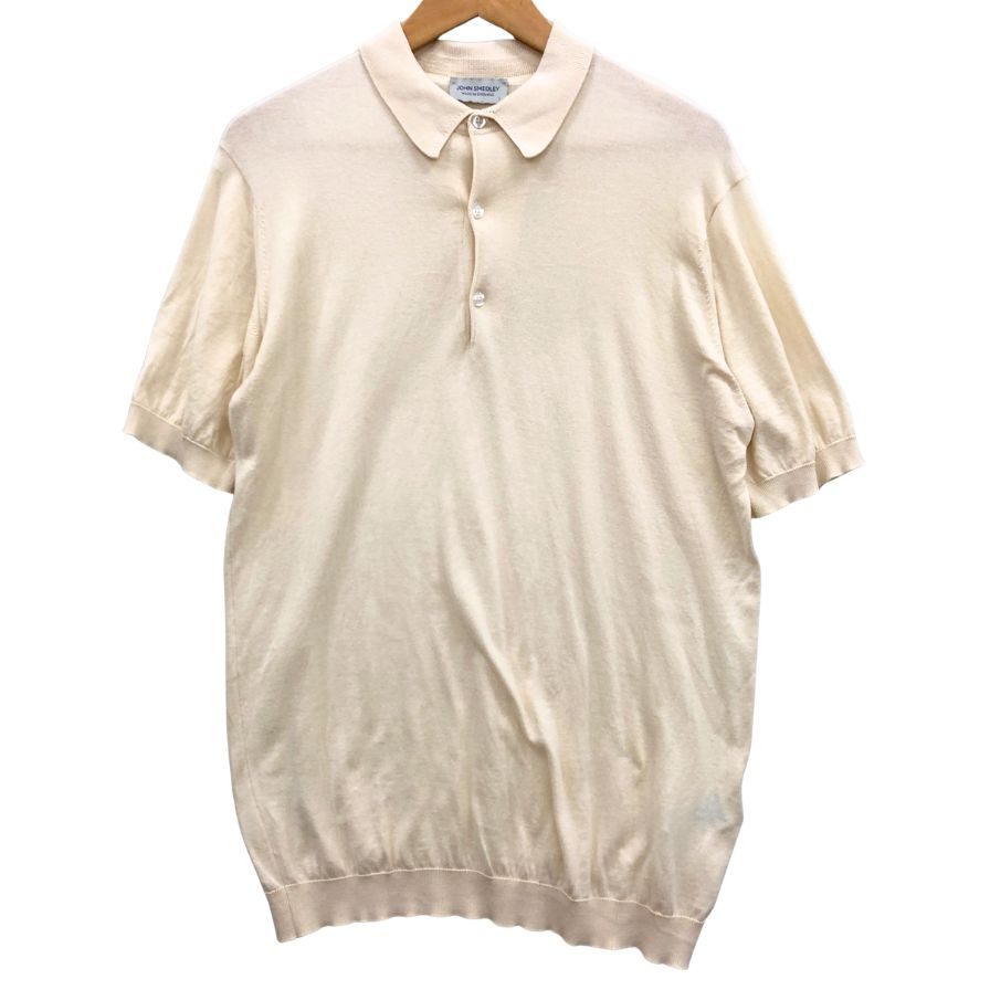 【新品未使用】JOHN SMEDLEY 半袖ニットポロ 中古□ジョンスメドレー ニットポロ 半袖 ベージュ メンズ