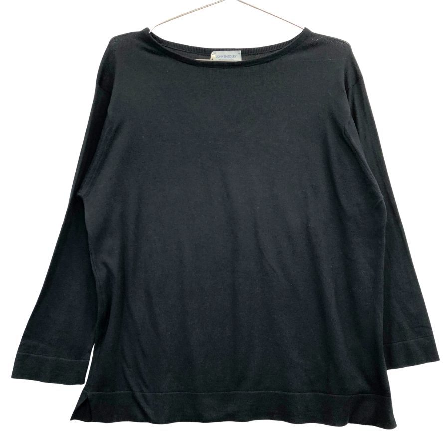新品同様◆ジョンスメドレー ニットバスクTシャツ サイズM ブラック JOHN SMEDLEY 【AFB32】