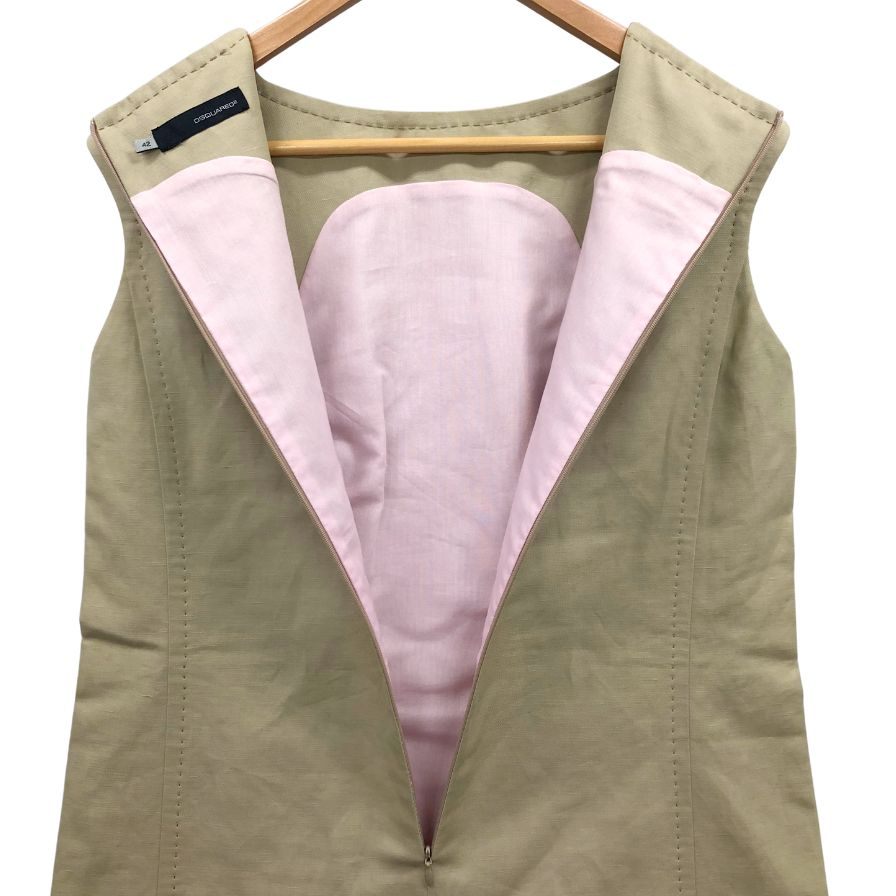 中古◆ディースクエアード ノースリーブ ワンピース コットン&リネン レディース サイズ42 カーキ DSQUARED2 【AFB22】