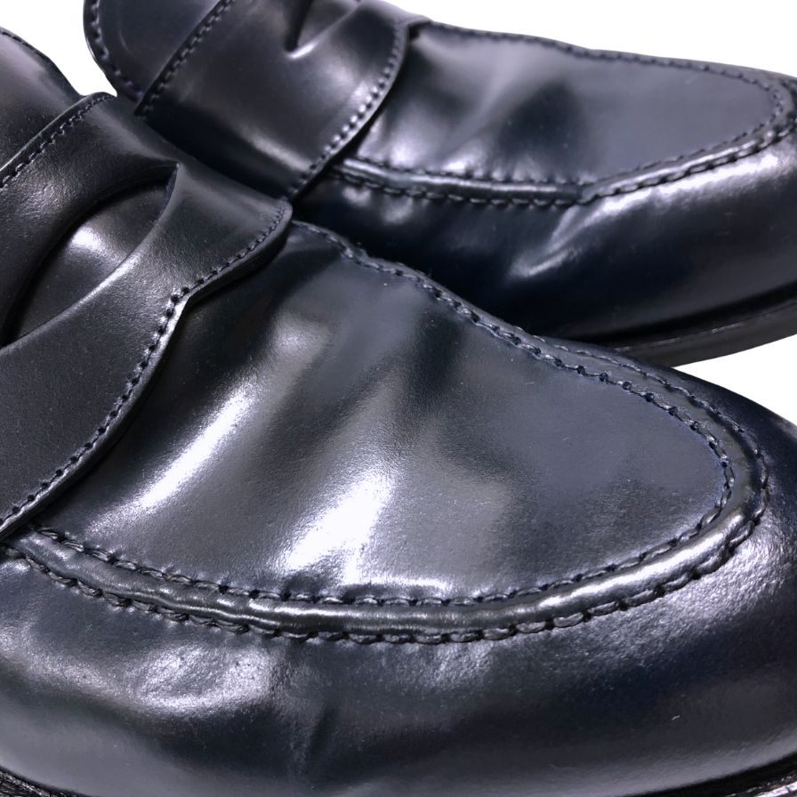 クロケット&ジョーンズ ローファー ロムジー コードバン ネイビー メンズ 9E 375ラスト CROCKETT & JONES ROMSEY ローファー 約27.5cm【LA】【中古】