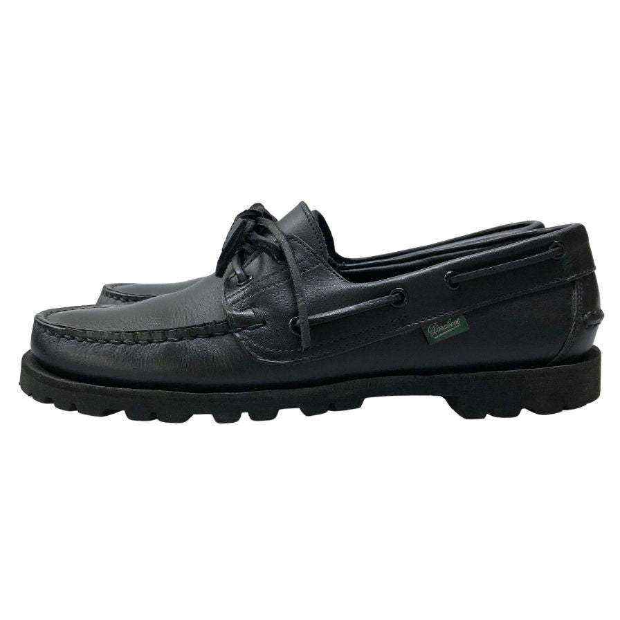 パラブーツ デッキシューズ マロ レザー モカシン 0320 ブラック メンズ サイズ8.5 PARABOOT MALO ビジネスシューズ 約27.5cm【LA】【中古】