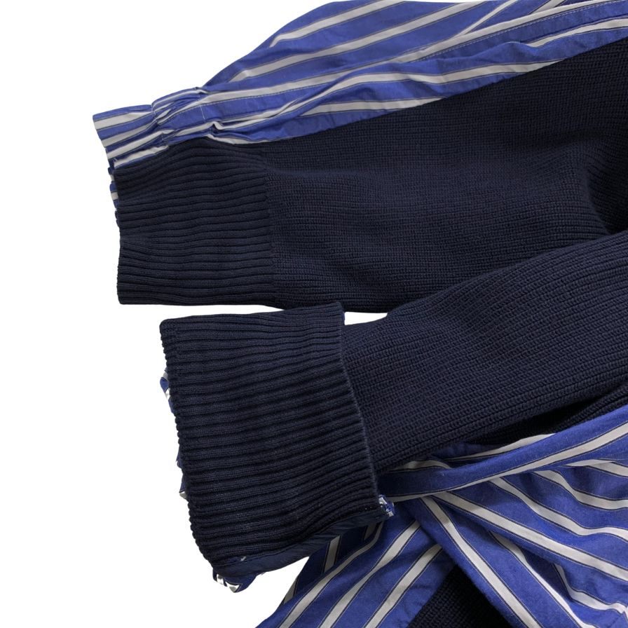 美品◆サカイ 半袖シャツ ニット切り替え ネイビー系 レディース サイズ3 SCW-014 Sacai 【AFB49】
