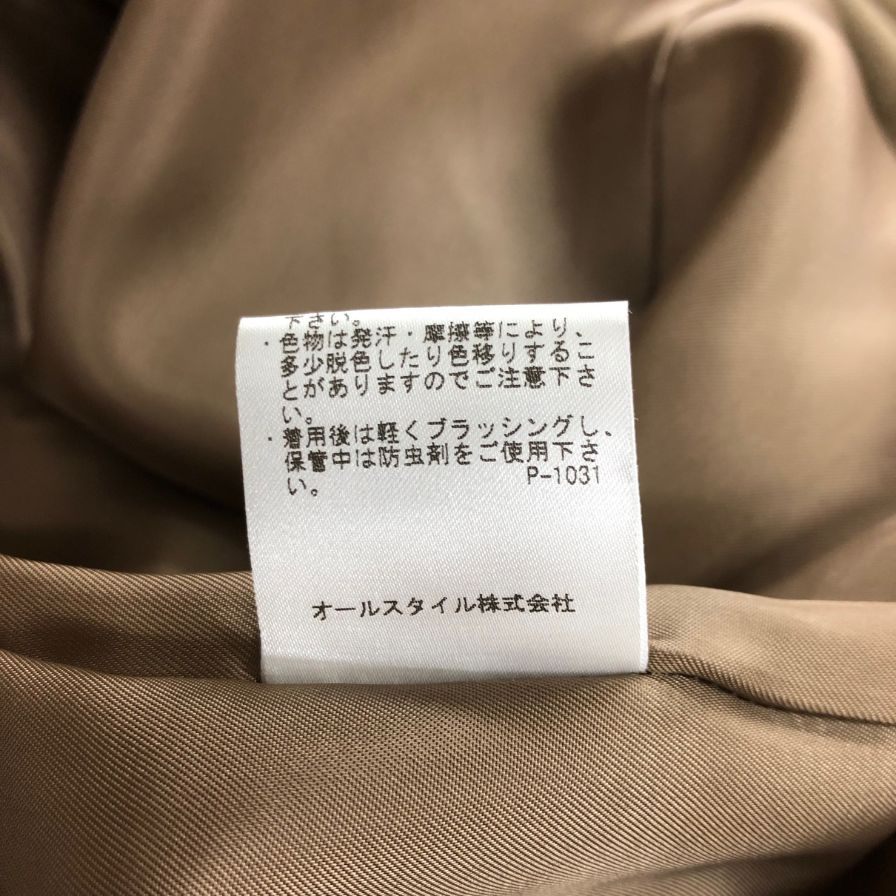 美品◆ハナエ モリ レディース スタンドカラー ボタンコート カシミア100% キャメル サイズ38 HANAE MORI 【AFA4】