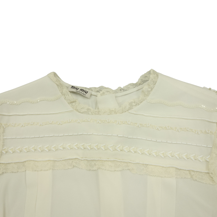 美品◆ミュウミュウ シャツ ホワイト15AW サイズ40 AMM1 2015 302 レディース miumiu【AFB22】