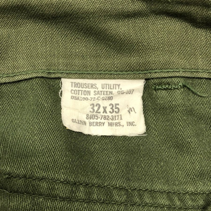 アメリカ軍 70年代 ベイカーパンツ ユーティリティ OG-107 USA製 オリーブ メンズ サイズ L程度 US ARMY