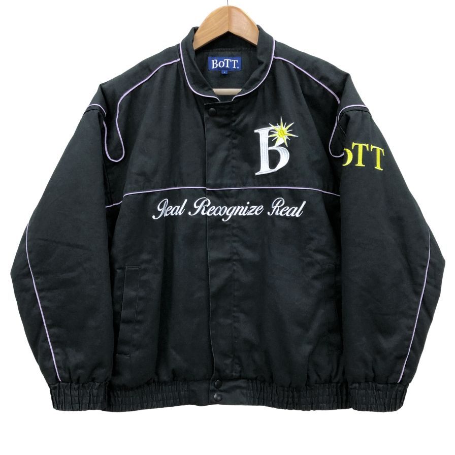 美品◆ボット ブルゾン レーシングジャケット コットン ブラック メンズ サイズL BOTT 【AFB16】