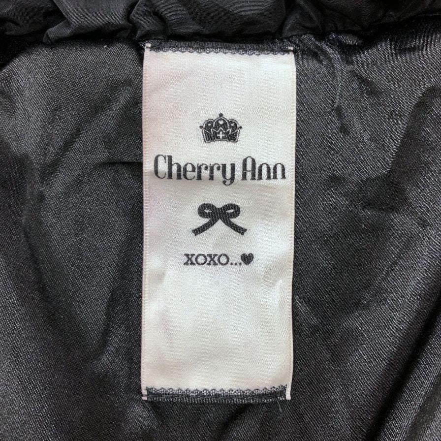 極美品◆チェリーアン ダウンコート ビジュパール フリーサイズ ブラック レディース Cherry Ann 【AFA24】