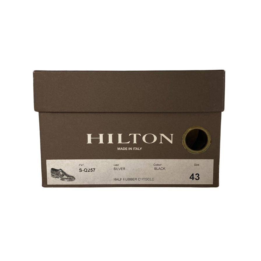 ヒルトン レザーシューズ ダブルモンク レザー サイズ43 ブラック HILTON 約28.0cm【AFD7】