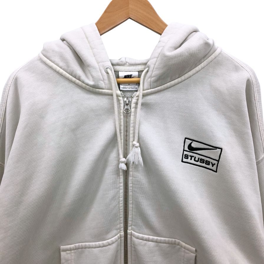 中古◆ナイキ ステューシー スウェット パーカー ボックスロゴ メンズ サイズ L ホワイト系 NIKE STUSSY 【AFB17】