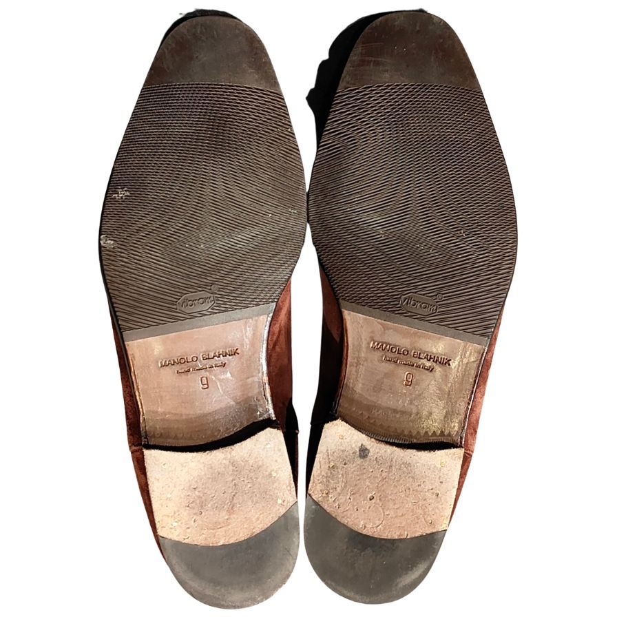 マノロブラニク レザーシューズ サイドゴアブーツ スエード ブラウン メンズ サイズUK9 MANOLO BLAHNIK ブーツ 約27.5cm【LA】【中古】