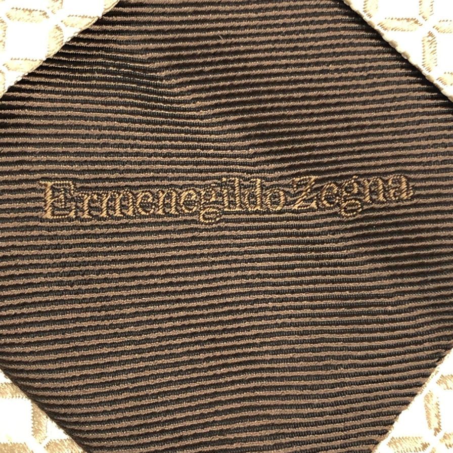 エルメネジルド ゼニア ネクタイ 100%シルク ベージュ系総柄 Ermenegildo Zegna【AFB50】