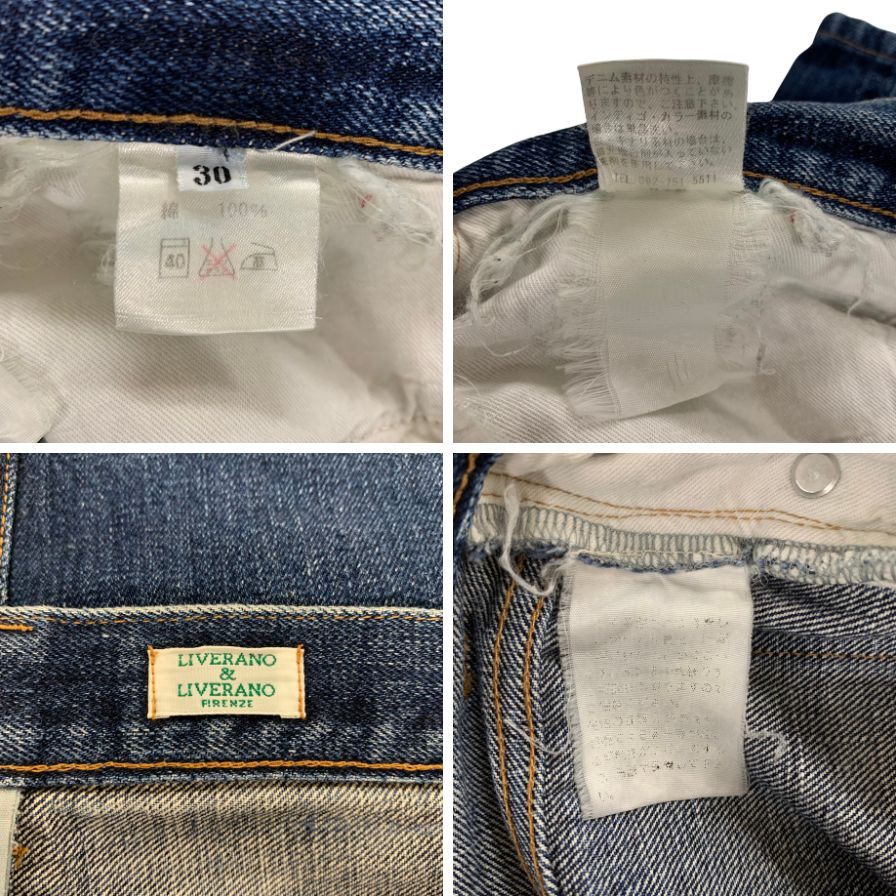リヴェラーノ&リヴェラーノ デニムパンツ ボタンフライ インディゴ メンズ W30 LIVERANO&LIVERANO 【AFB38】