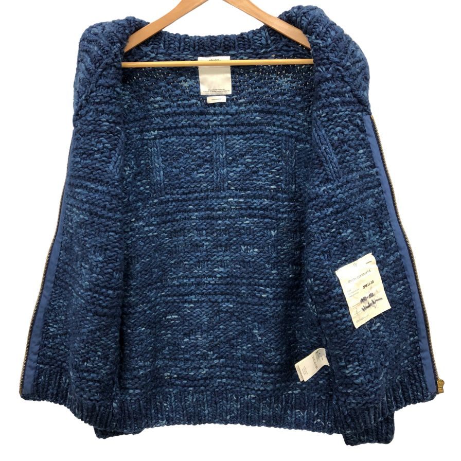 中古◆ヴィズヴィム ビズビム インディゴ カウチン ニット ジャケット 初代 INDIGO COWICHAN F.Z. 11FW 藍染 ウール メンズ サイズ2 visvim 【AFB34】