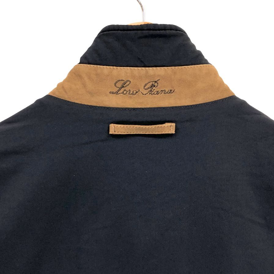 極美品◆ロロピアーナ ジップアップベスト ネイビー ナイロン カシミヤ混 サイズS Loro Piana 【AFB8】