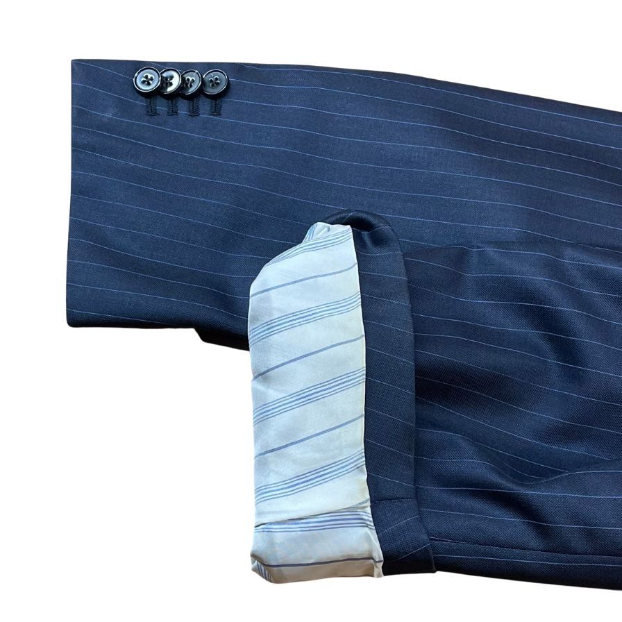 エルメネジルド ゼニア スーツセット TROFEO SILK ストライプ ネイビー系 サイズ56 シルク ウール メンズ Ermenegildo Zegna