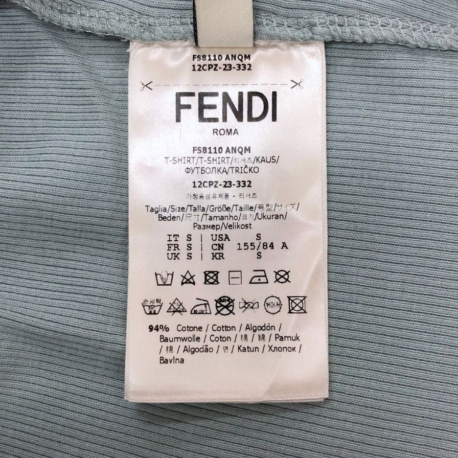 美品◆フェンディ 23SS 半袖Tシャツ クロップド ブルー系 レディース サイズS FS8110 FENDI 【AFB46】