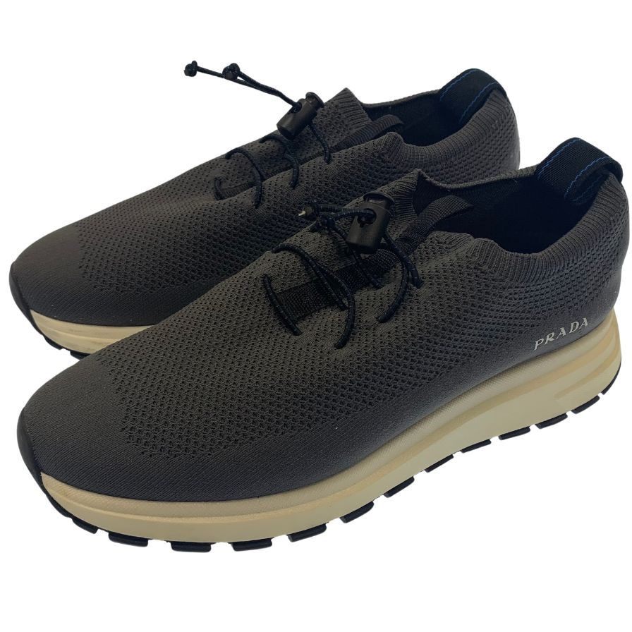 中古◆プラダ スニーカー 3491 メッシュ ニット サイズ6.5 グレー系 メンズ PRADA【AFC40】