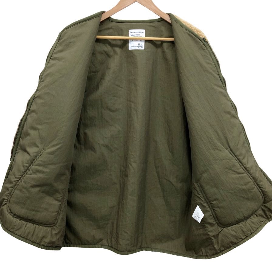 極美品◆エイチユニット ボア ライナー ジップ ジャケット メンズ サイズ1 カーキ H.UNIT 【AFB56】