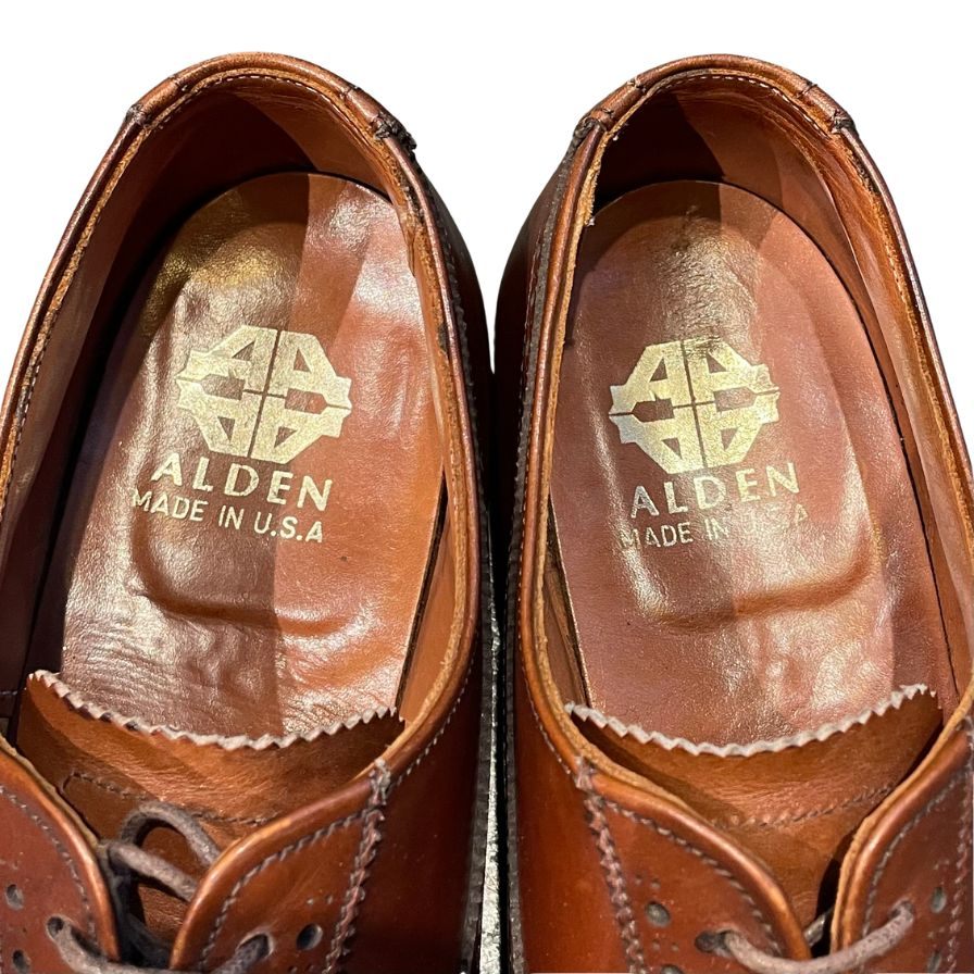オールデン レザーシューズ 927 旧ロゴ ウイングチップ カーフ ブラウン メンズ サイズUS7.5E ALDEN スエードシューズ 約25.0cm【LA】【中古】