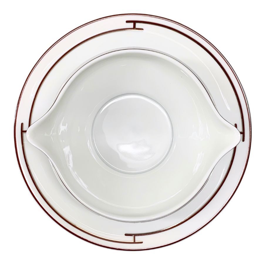 エルメス リズムレッド スープ皿 ホワイト HERMES【AFI28】【中古】
