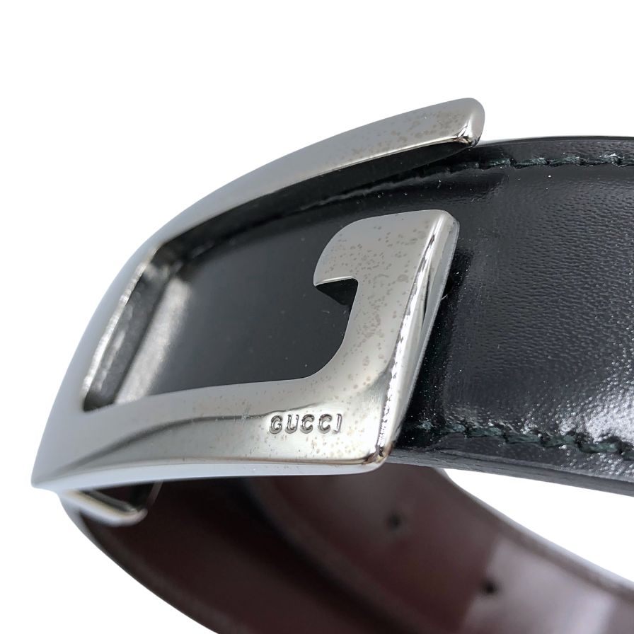 グッチ レザーベルト G金具 ブラック×ブラウン メンズ 124691 1476 100 40 GUCCI【AFI27】