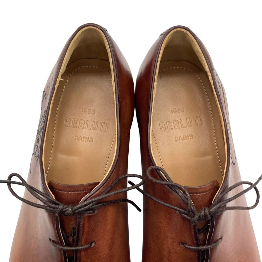 ベルルッティ レザーシューズ カリグラフィ アレッサンドロ ホールカット メンズ ブラウン サイズ8 BERLUTI 約26.5cm【AFC34】