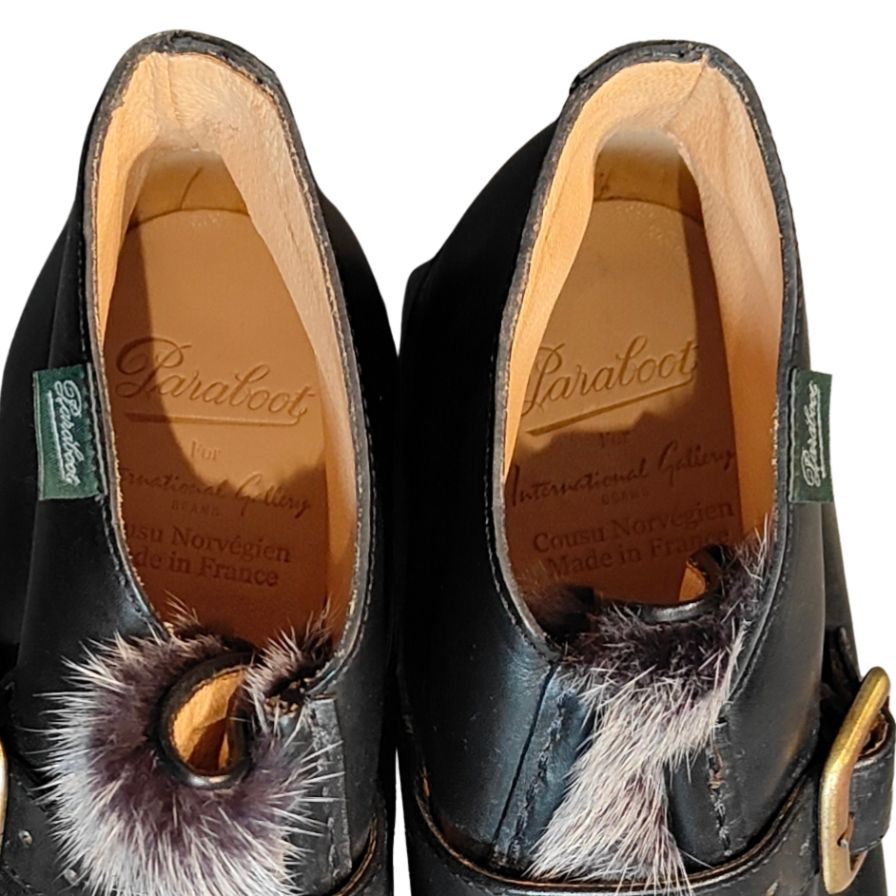 パラブーツ レザーシューズ モンクストラップ ブーツ ミリーブリッド ミンク ブラック メンズ サイズ41 PARABOOT MILLY BRIDE ブーツ 約25.5cm【LA】【中古】