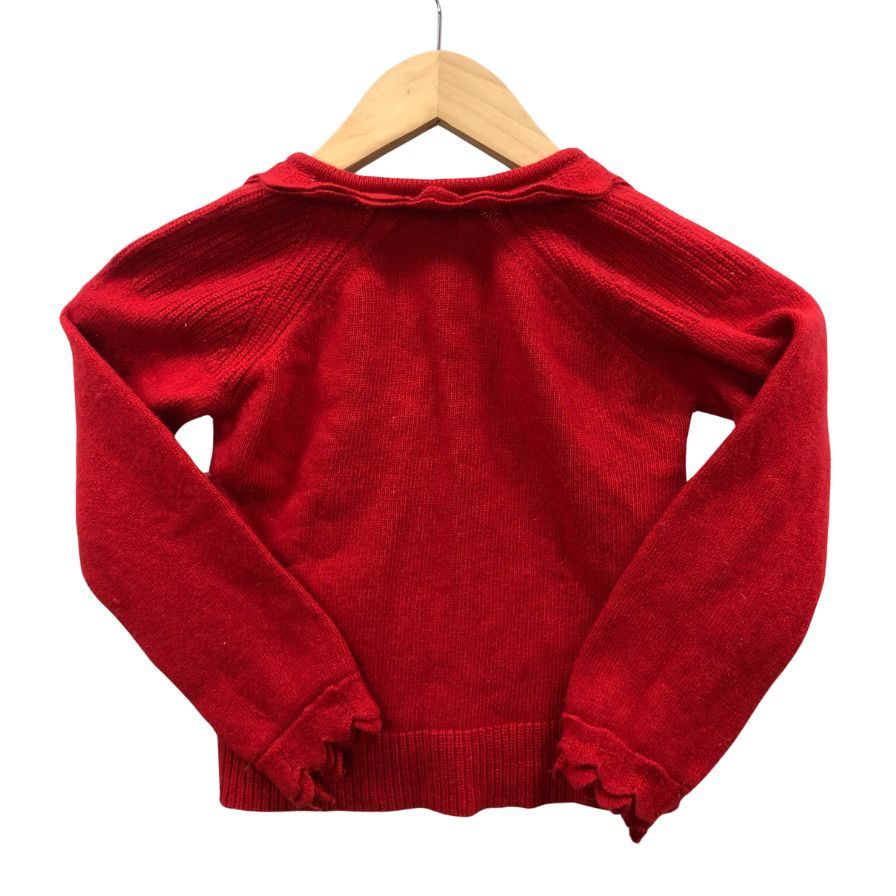中古◆クリスチャン ディオール ニットセーター フラワーデザイン サイズ6A レッド系 キッズ Christian Dior 【AFB5】