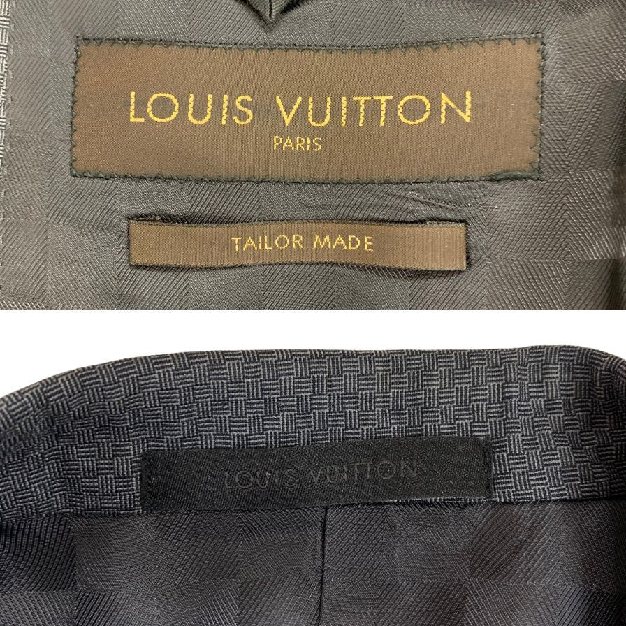 ルイヴィトン スーツ セットアップ 2Bシングル 本開き センターベント 裏地ダミエ ウール グレー メンズ サイズ52 VF0863 LOUIS VUITTON【AFA22】