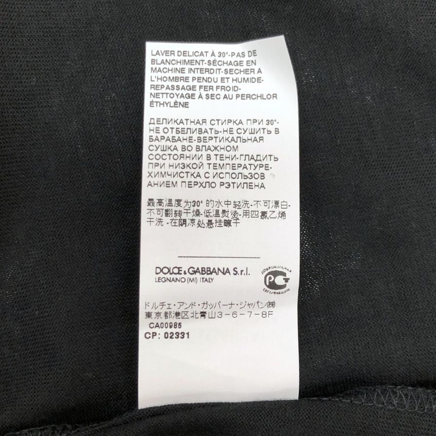美品◆ドルチェ&ガッバーナ ウール100% ラウンドネック トップス Tシャツ イタリア製 レディース サイズ46 ブラック DOLCE & GABBANA 【AFB46】