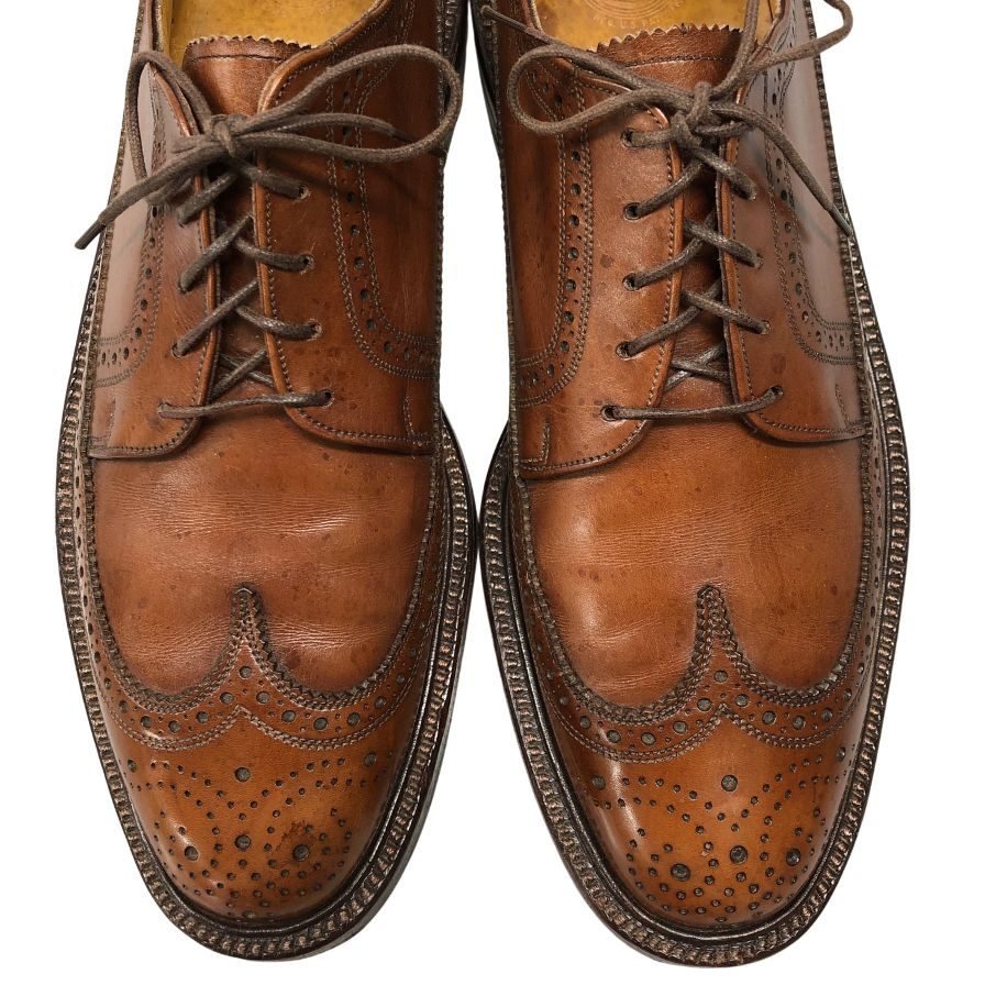 フローシャイム バーシティ 30679 CJ 69年製 ウイングロングチップ ブラウン メンズ サイズ9 FLORSHEIM VARSITY 約27.0cm【AFC34】