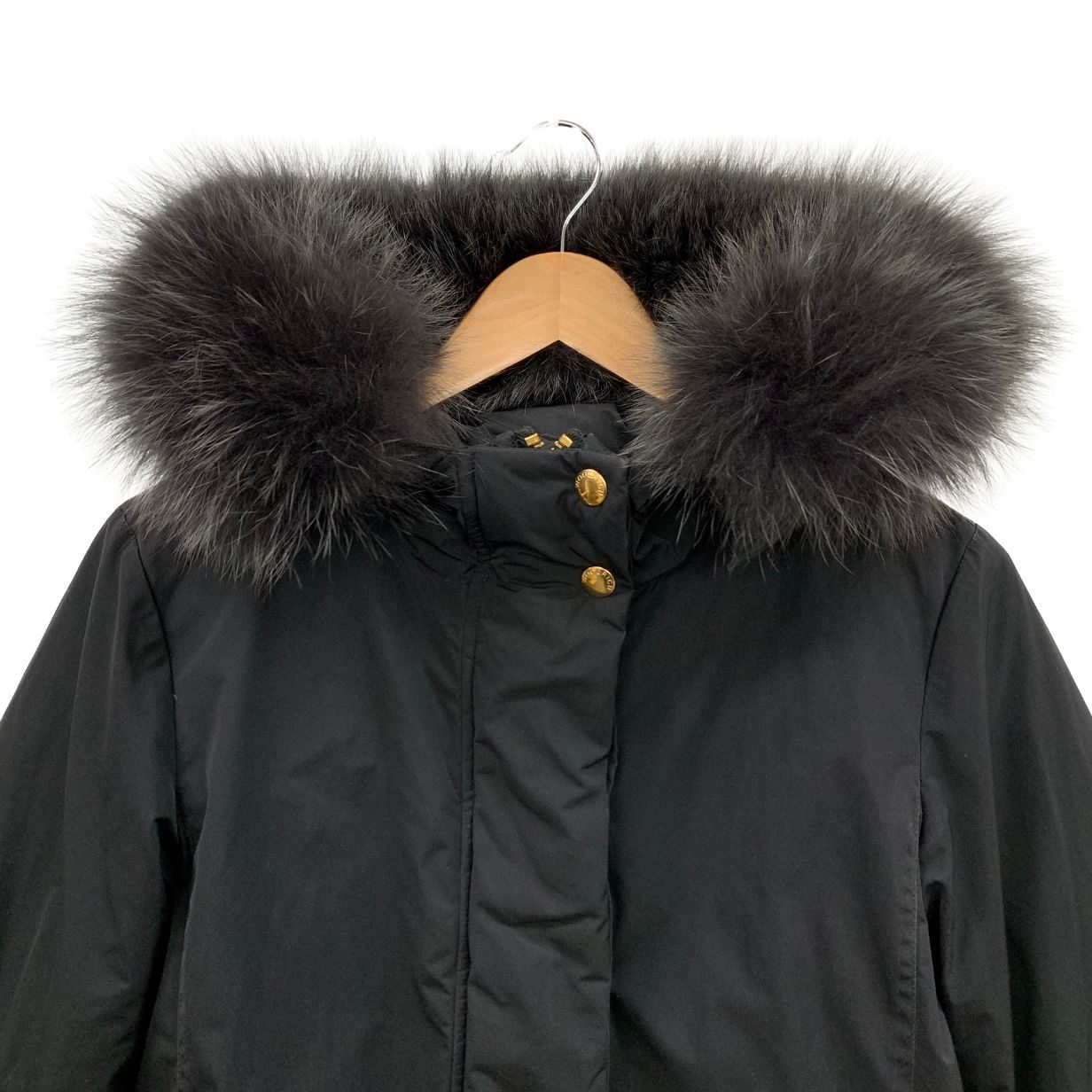 中古◆ウールリッチ イエナ別注 ダウンジャケット フォックスファー フード レディース サイズS ブラック WOOLRICH IENA 【AFA19】