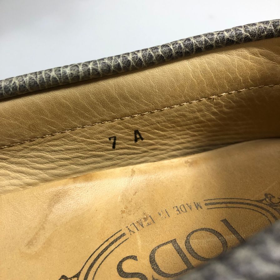 トッズ ドライビングシューズ シボ革 メンズ ネイビー サイズ7 TOD`S 約26.0cm【AFC47】