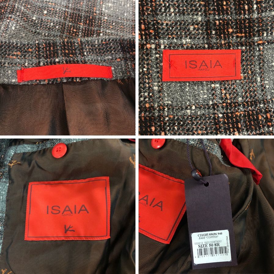 新品同様◆イザイア 2Bテイラード ツイード ジャケット グレー メンズ サイズ 50 ISAIA JAPAN 【AFB26】