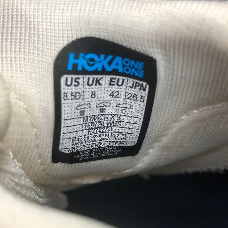 ホカオネオネ ランニングシューズ マッハ X3 ホワイト メンズ 26.5㎝ HOKA ONE ONE【AFC8】【中古】