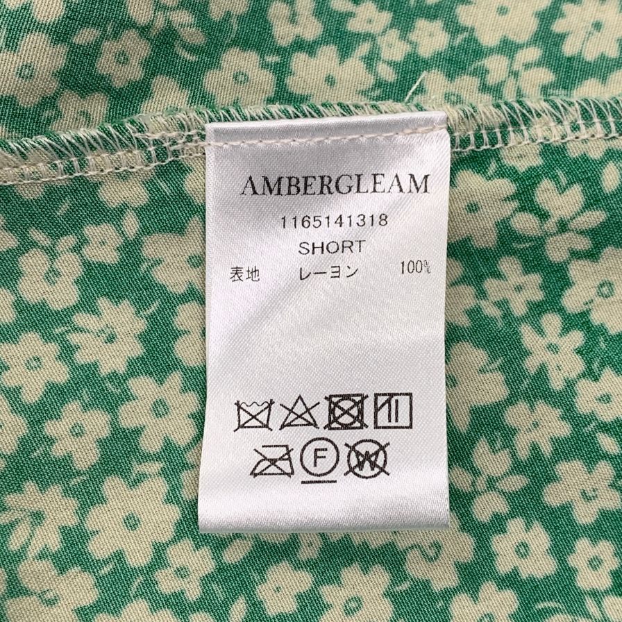 極美品◆アンバーグリーム ワンピース 総柄 花柄 グリーン系 レディース ショート AMBERGLEAM 【AFB37】