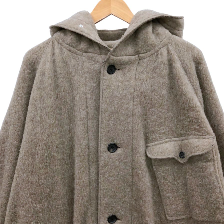 極美品◆ト―ナイ コート ウール フリース リラックス パーカ TOH23FW-09 ベージュ メンズ サイズ3 TOHNAI 【AFA12】
