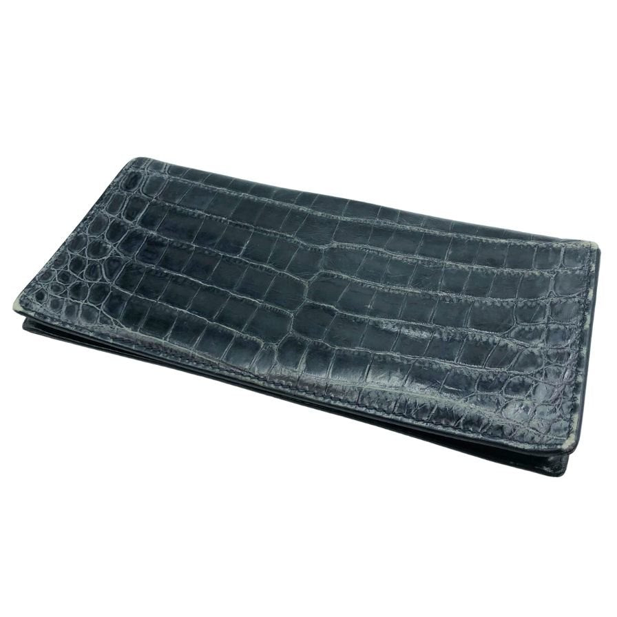 ボッテガヴェネタ 長財布 二つ折り クロコダイル ネイビー メンズ BOTTEGA VENETA【AFI27】