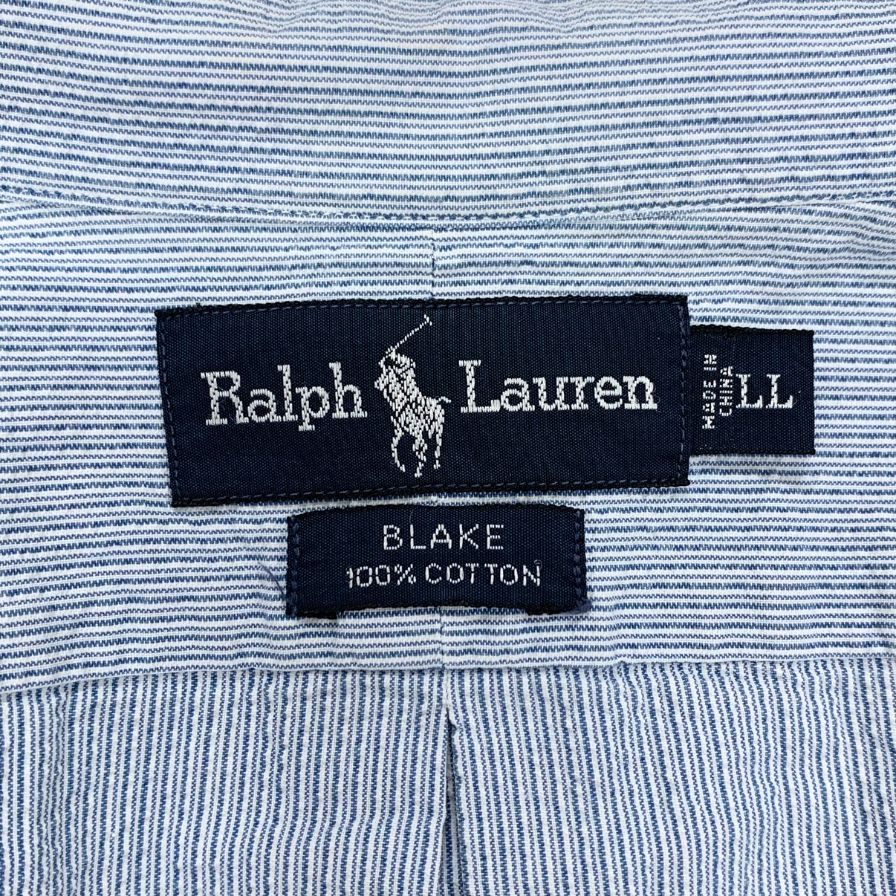 ラルフローレン チェックシャツ 総柄 ブルー系 メンズ サイズLL Ralph Lauren【LA】