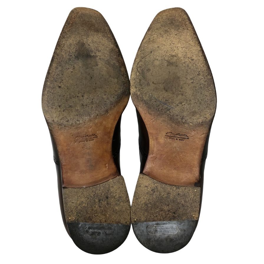 サントーニ レザーローファー ウィングチップ 本革 スリッポン 6699 ブラウン メンズ サイズ7 Santoni 約26.0cm【AFC29】